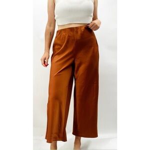 Joie Burnt Orange Satin Wide Leg Cropped Pants Womens Size 4